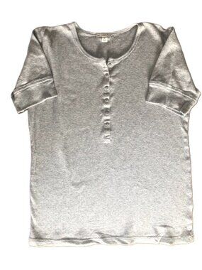 GAP Pointelle Knit Henley T Shirt Color: Heather Gray Size: S